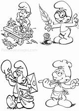 Smurfs Coloring Kids Pages Simple Characters sketch template