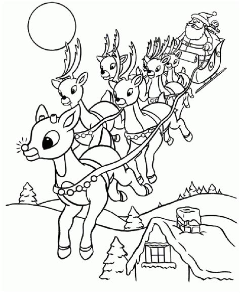 rudolph reindeer coloring page santa coloring home