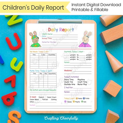childrens daily report toddler older kids  home etsy
