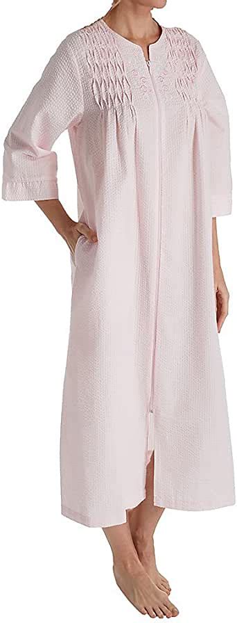 miss elaine women s plus size seersucker long zipper robe pink 2x at