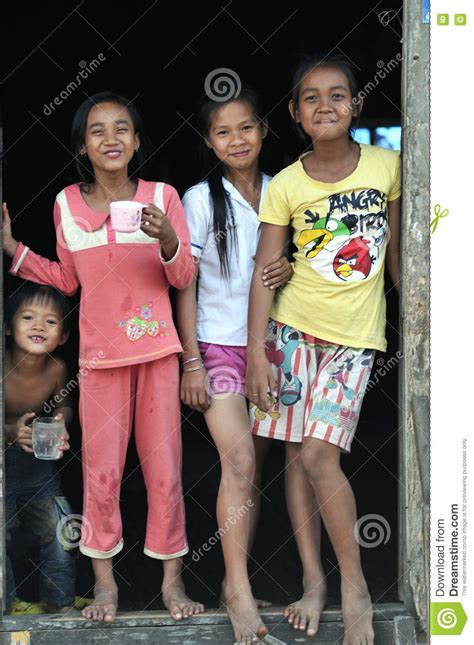 Happy Poor Cute Teen In Asia Tropical Village Editorial Image Image