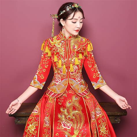 ancient marriage costume the bride clothing gown traditional chinese