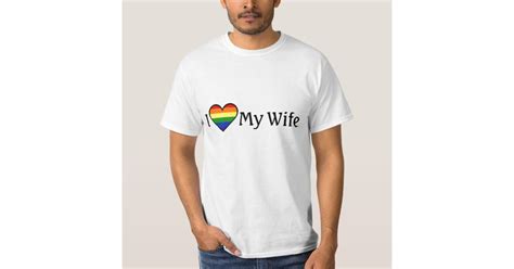 I Love My Wife Lesbian Rainbow Heart Shirt