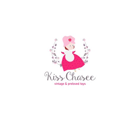 elegant playful toy store logo design for kiss chasee vintage and preloved toys by