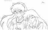 Inuyasha Kagome Coloring Pages Printable Adults Kids Color sketch template
