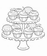 Coloring Pages Cupcake Cupcakes Food Kids Azcoloring Books Adult sketch template