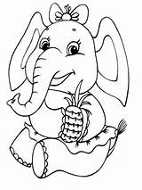 Gajah Mewarnai Gambar Lucu Kartun Binatang Sketsa Elephants Baru Hewan Duduk Paket Buku sketch template