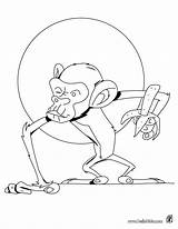 Colorir Affe Hellokids Chimpance Macaco Banane Jungla Ausmalbilder Drucken sketch template