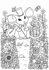 Souris Topi Adulti Rat Mouses Mice Hat Chapeau Zentangl Justcolor Magicienne Meditative Exercise Fleuri Coloriages Template sketch template
