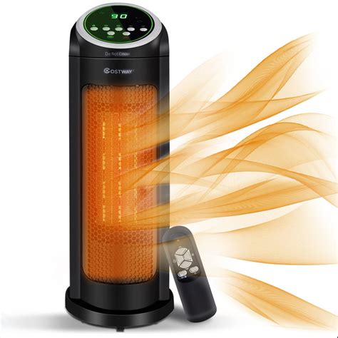costway portable oscillating ptc ceramic space heater  led  timer remote control