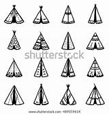 Indian Wigwams Elements Vector Teepee Ornamental Set Tribal Pee Tee Shutterstock Hand Boho Drawn Illustration Stock Logo Preview sketch template