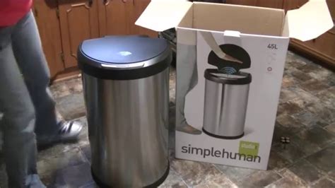 simple human touch less trash can unboxing and review youtube