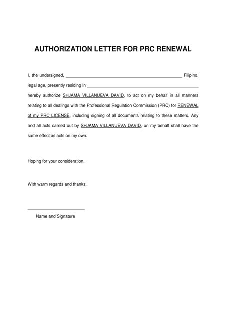 authorization letter  renew vehicle registration fill  sign