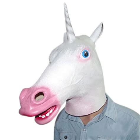 hot selling vivid latex mask scary head unicorn mask costume theater