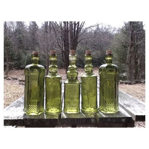 5 Bottles 6 5 Inch Tall 4 Oz 120ml Bottle Collection Green Glass