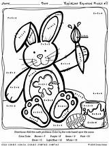 Easter Math Coloring Pages Color Maths Printables Addition Subtraction Equations Numbers Worksheet Sheets Code Fun Cellent Egg Puzzles Choose Board sketch template
