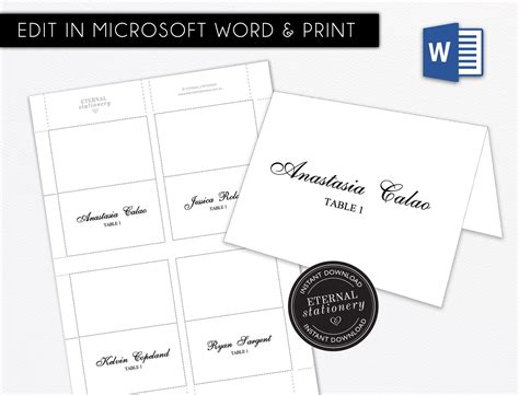 editable  place card template word web edit place card