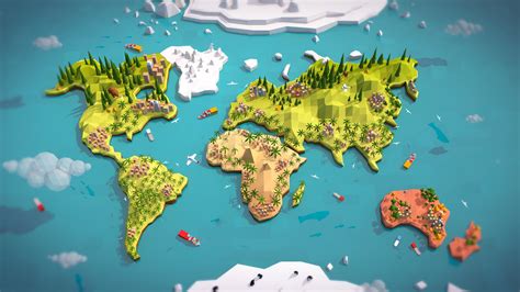 Cartoon Low Poly Earth World Map Cinema 4d Models ~ Creative Market