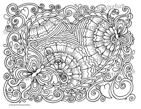 hearts  butterflies coloring page jpg etsy