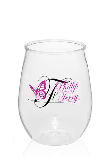 Personalized 10 Oz Stemless Plastic Wine Glasses Ag104