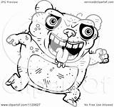Outlined Ugly Panda Running Clipart Cartoon Coloring Vector Cory Thoman Royalty sketch template