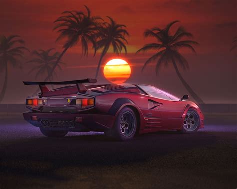 retrowave supercar  resolution hd  wallpapers