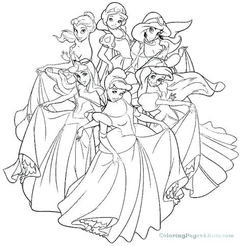 disney princess group coloring pages