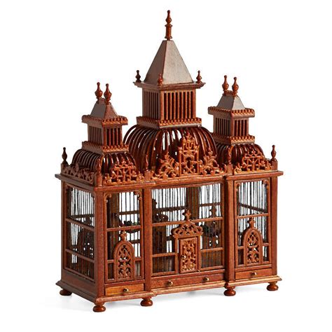 dollhouse miniature victorian birdcage  walnut finish miniature