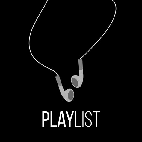 playlist logo  headphones hanging   ear cord   black background