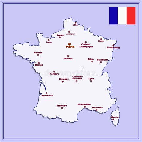 kaart van frankrijk met grote steden stock illustratie illustration  banier embleem