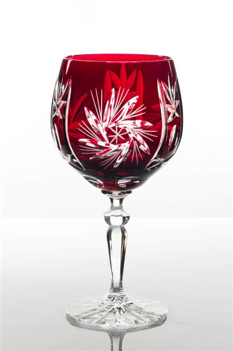 Cardinal 24 Lead Crystal Red Colour Wine Glasses Set Of