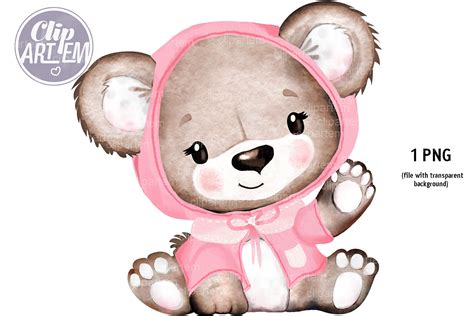 girl teddy bear  pink brown clip art graphic  clipartem creative
