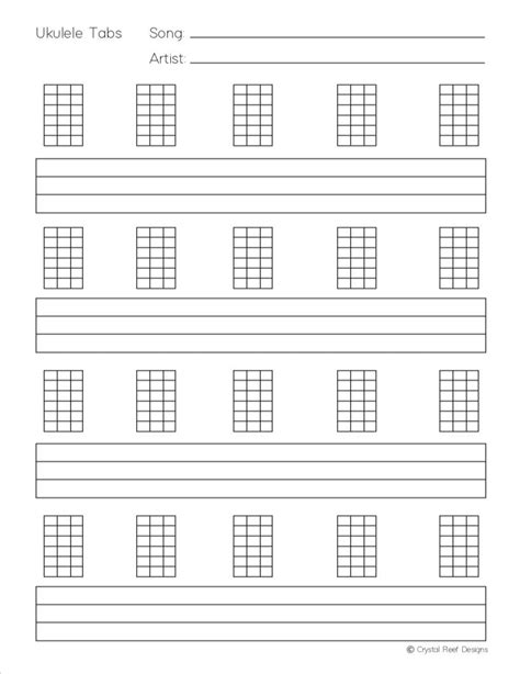 blank ukulele chord chart printable printable templates