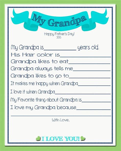 printable fathers day questionnaires  dad  grandpa  mombot