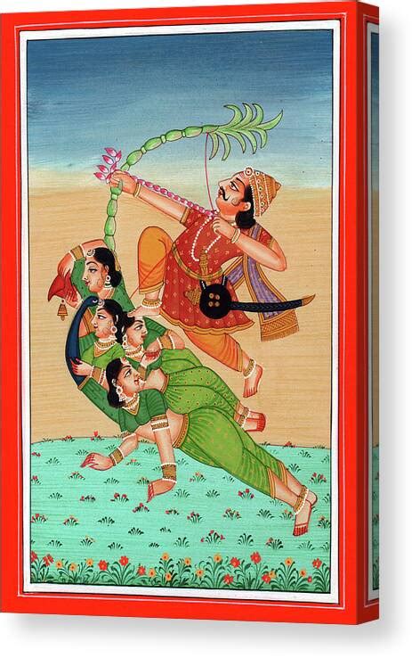 Hindu God Of Sexual Love Kamadeva Parrot Woman Kamasutra Folk Art