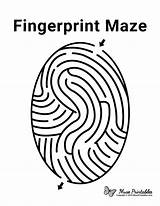 Printable Maze Fingerprint Mazes Detective Role Museprintables Room Scout sketch template