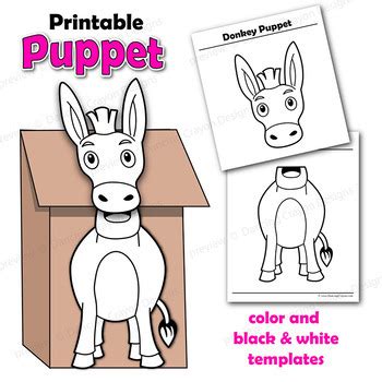 puppet donkey craft printable paper bag puppet template tpt