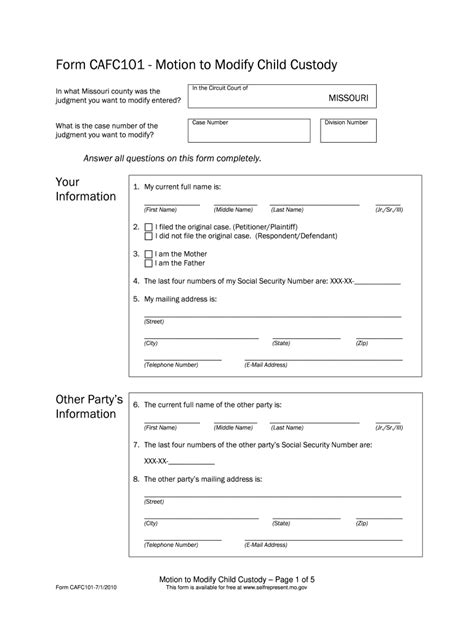 printable child custody forms kentucky printable forms
