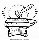 Anvil Coloring Hammer Vector Designlooter Doodle Sketch Format Style sketch template