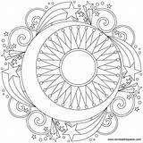 Mandala Mandalas Moon Adults Colorir sketch template