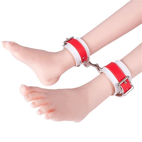 pu leather feet cuffs with 2 locks footcuffs for men women sex bondage