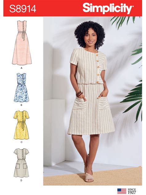 simplicity women s asymmetric front dress sewing pattern 8914