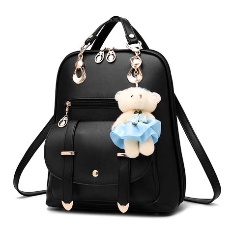 women cute backpacks strap large capacity bag solid zipper