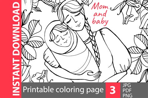mom  baby coloring pages