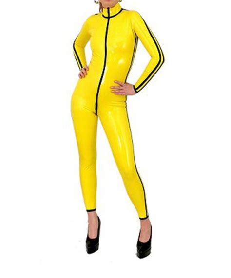 Fantasy Shining Yellow Latex Rubber Bodysuit In Teddies And Bodysuits