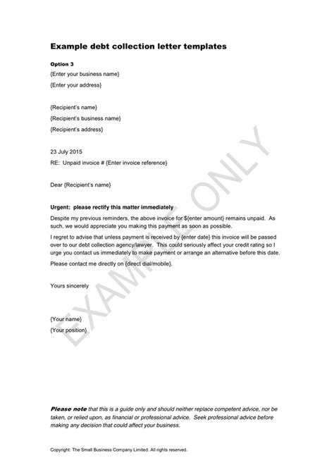 debt collection letter templates  word   formats page