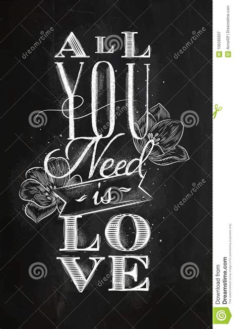 Poster All You Need Is Love Chalk Stock Vector