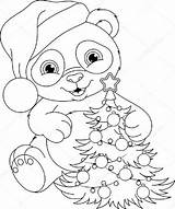 Kleurplaat Kerst Kleurplaten Schattige Dieren Kerstmis Pandas Pandabeer Kerstboom Stockillustratie Noël Imprimer Pandi Nieuwjaar sketch template