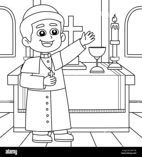 christian priest coloring page  kids stock vector image art alamy
