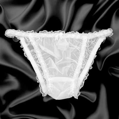 Nylon Sheer Soft Tanga Frilly Panties Bikini Sissy Tv Cd Knickers Size